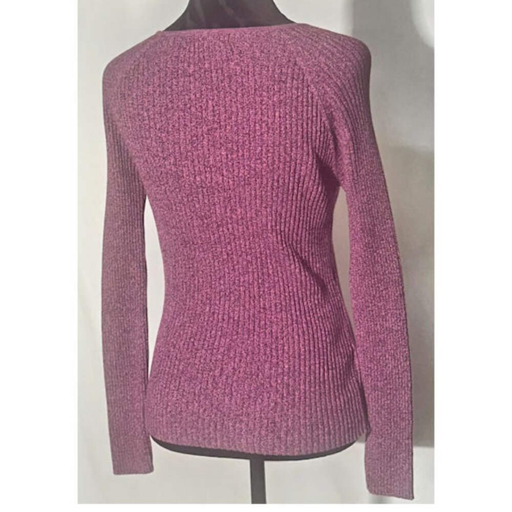 Reference Point Pink V-Neck Ribbed Sweater, Large - Picture 4 of 8